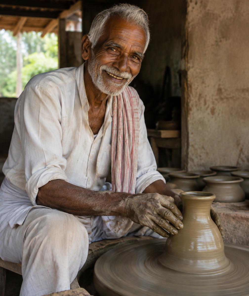 Master potter at his wheel